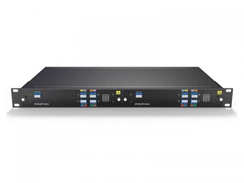 Single Fiber 4Channels(8waves) 1470-1610nm CWDM MUX/DEMUX , LC/UPC, Plug-in LGX Box and 2slot 1U Rack