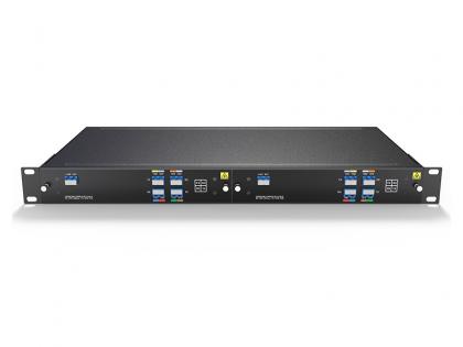 Single Fiber 4Channels(8waves) 1470-1610nm CWDM MUX/DEMUX , LC/UPC, Plug-in LGX Box and 2slot 1U Rack