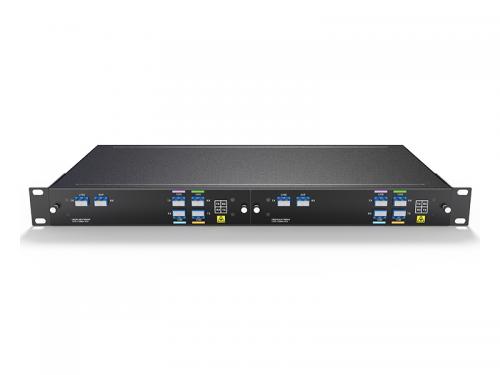 Dual Fiber 4CH 1270-1330nm CWDM MUX DEMUX With EXP, LC/UPC, Plug-in LGX Box and 2slot 1U Rack