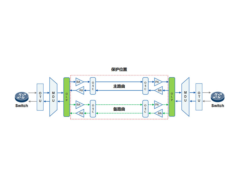 點對點組網(wǎng)光復用段1+1保護方案